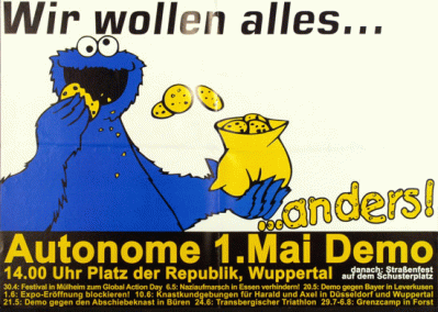 Plakat zur Revolutionären 1. Mai Demo 2000 in Wuppertal